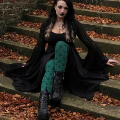 80 Denier Opaque Tights - Corra Snakes - Foliage Green