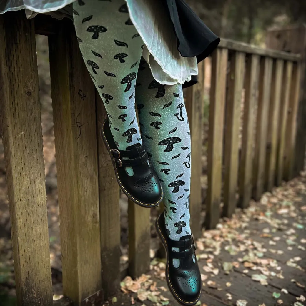 80 Denier Opaque Tights - Deathcap Mushrooms