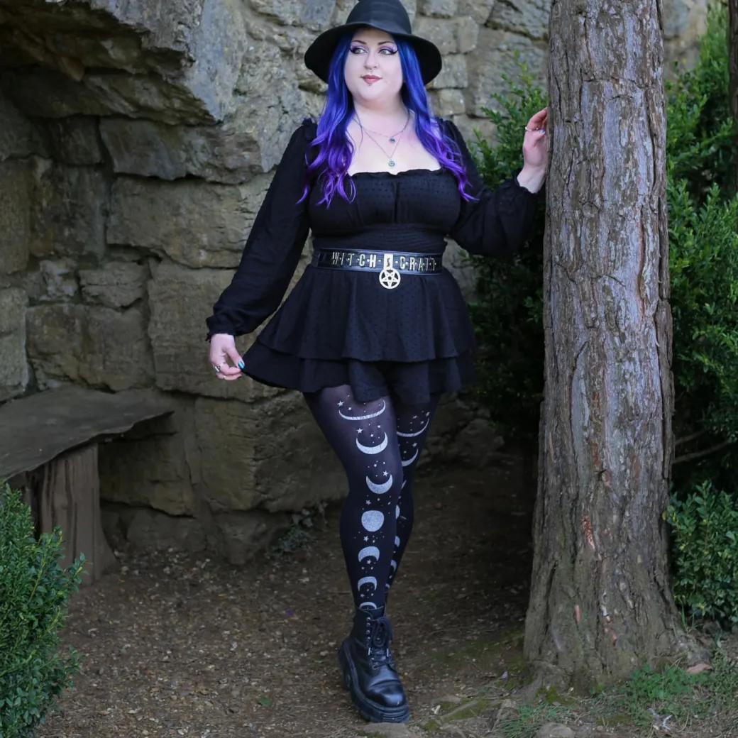 80 Denier Opaque Tights - Moon Phases