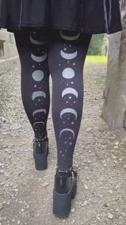 80 Denier Opaque Tights - Moon Phases