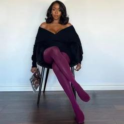 80 Denier Opaque Tights - Mulberry