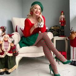 120 Denier Striped Tights - Fancy Elf