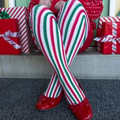 120 Denier Striped Tights - Polar Express