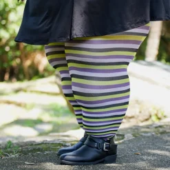 120 Denier Striped Tights - Viper