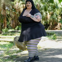 120 Denier Striped Tights - Viper
