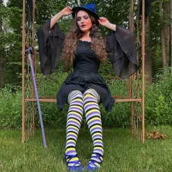 120 Denier Striped Tights - Viper