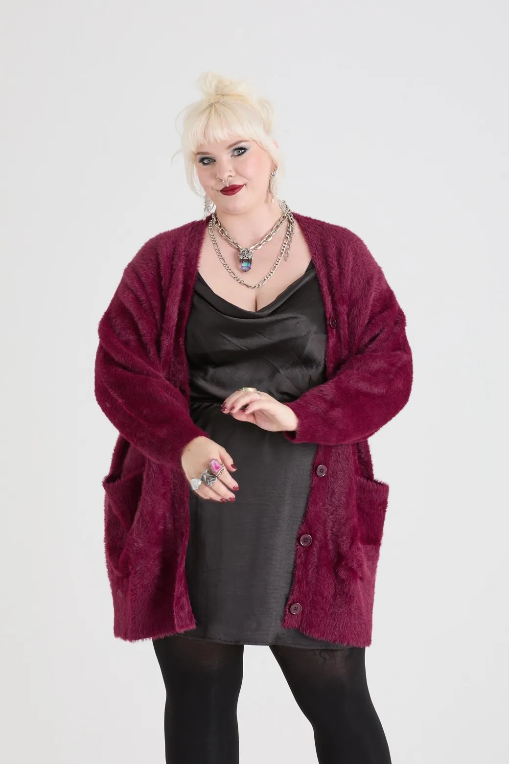 Fluffy Cardigan - Cherry