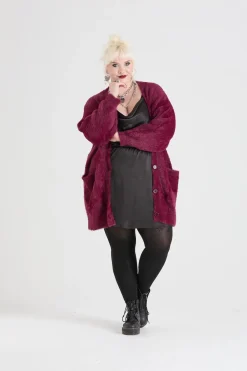 Fluffy Cardigan - Cherry