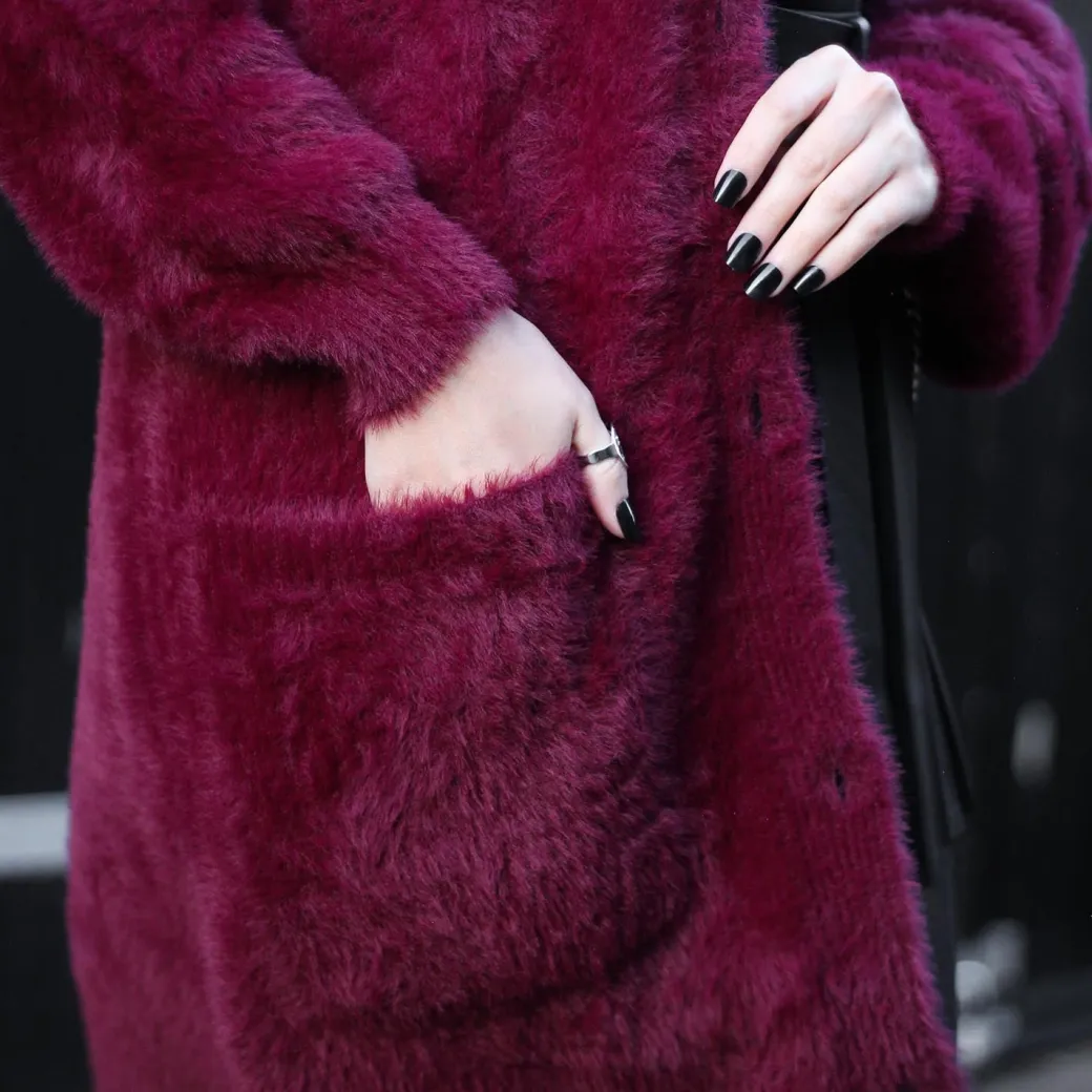 Fluffy Cardigan - Cherry