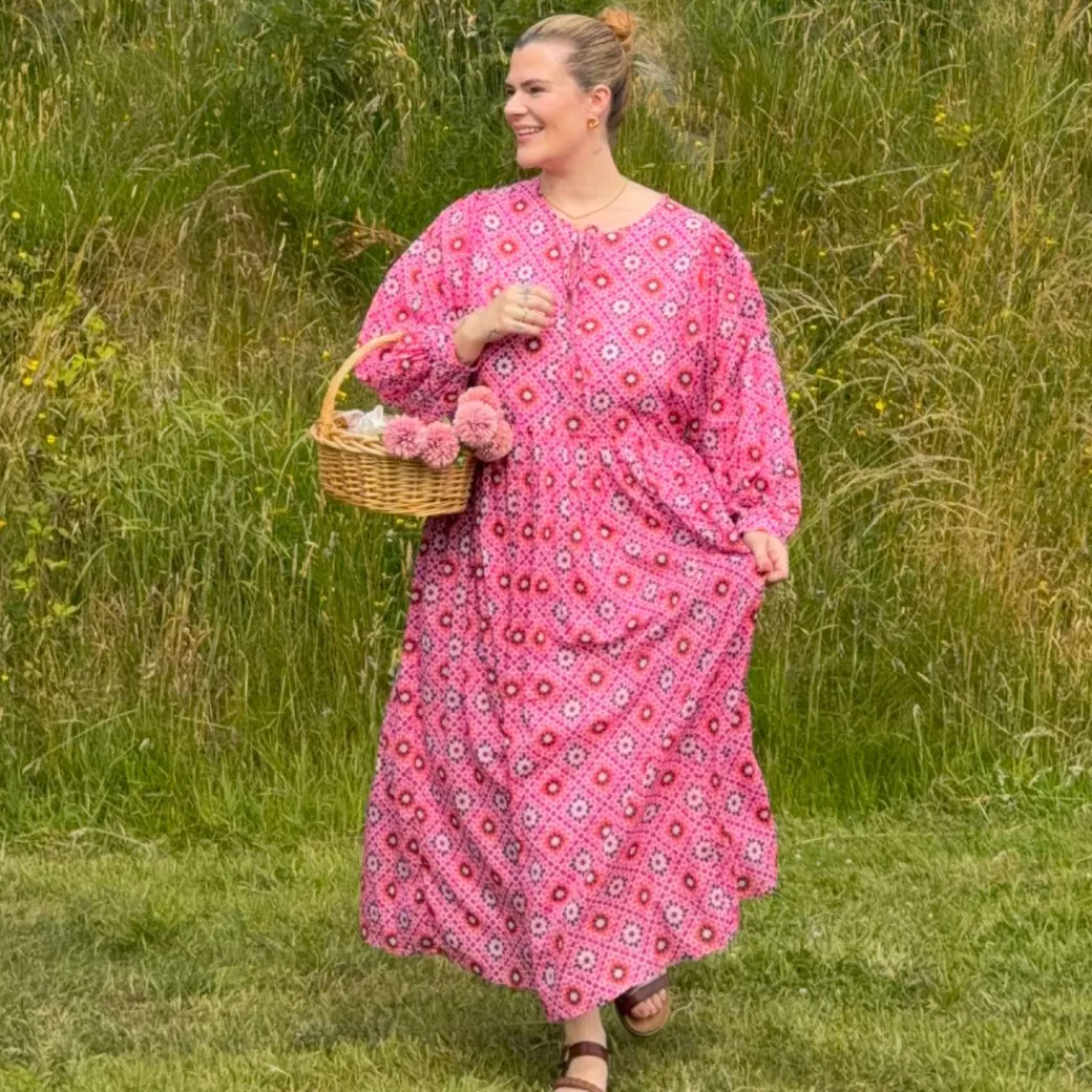 Gabriela Cotton Maxi Dress - Pink Pearl