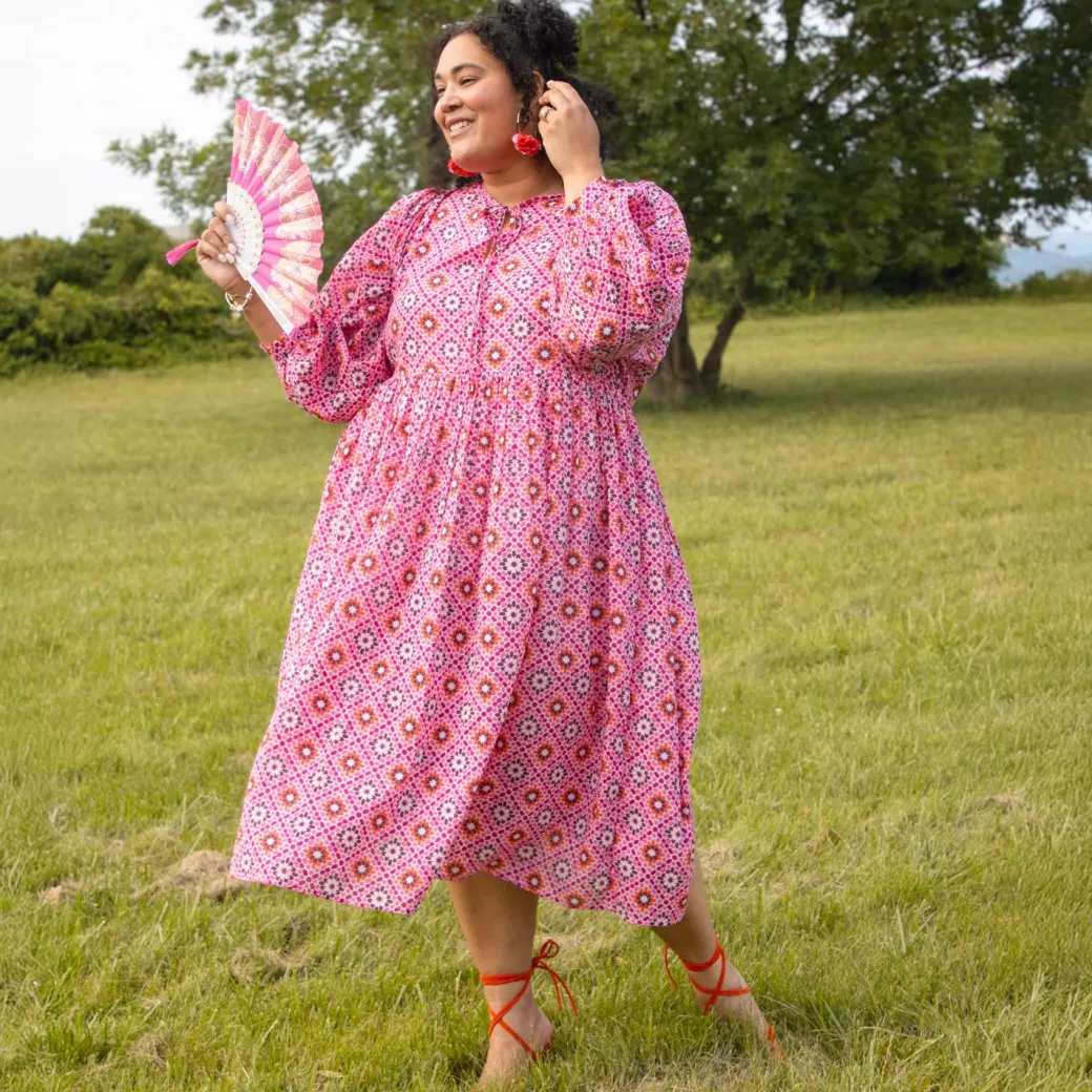 Gabriela Cotton Maxi Dress - Pink Pearl