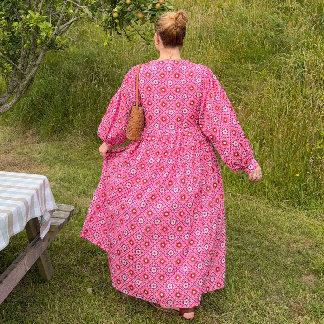 Gabriela Cotton Maxi Dress - Pink Pearl