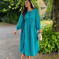 Gabriela Cotton Maxi Dress - Teal City