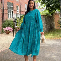 Gabriela Cotton Maxi Dress - Teal City