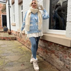Grannies Cable Knit Wool Tights V2 - Denim
