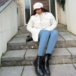 Grannies Cable Knit Wool Tights V2 - Denim