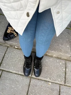 Grannies Cable Knit Wool Tights V2 - Denim