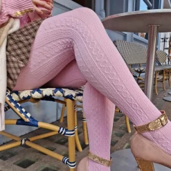 Grannies Cable Knit Wool Tights V2 - Piglet