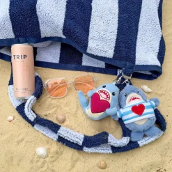 2-in-1 Beach Towel Bag - Navy and White Stripe