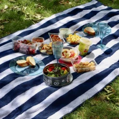 2-in-1 Beach Towel Bag - Navy and White Stripe