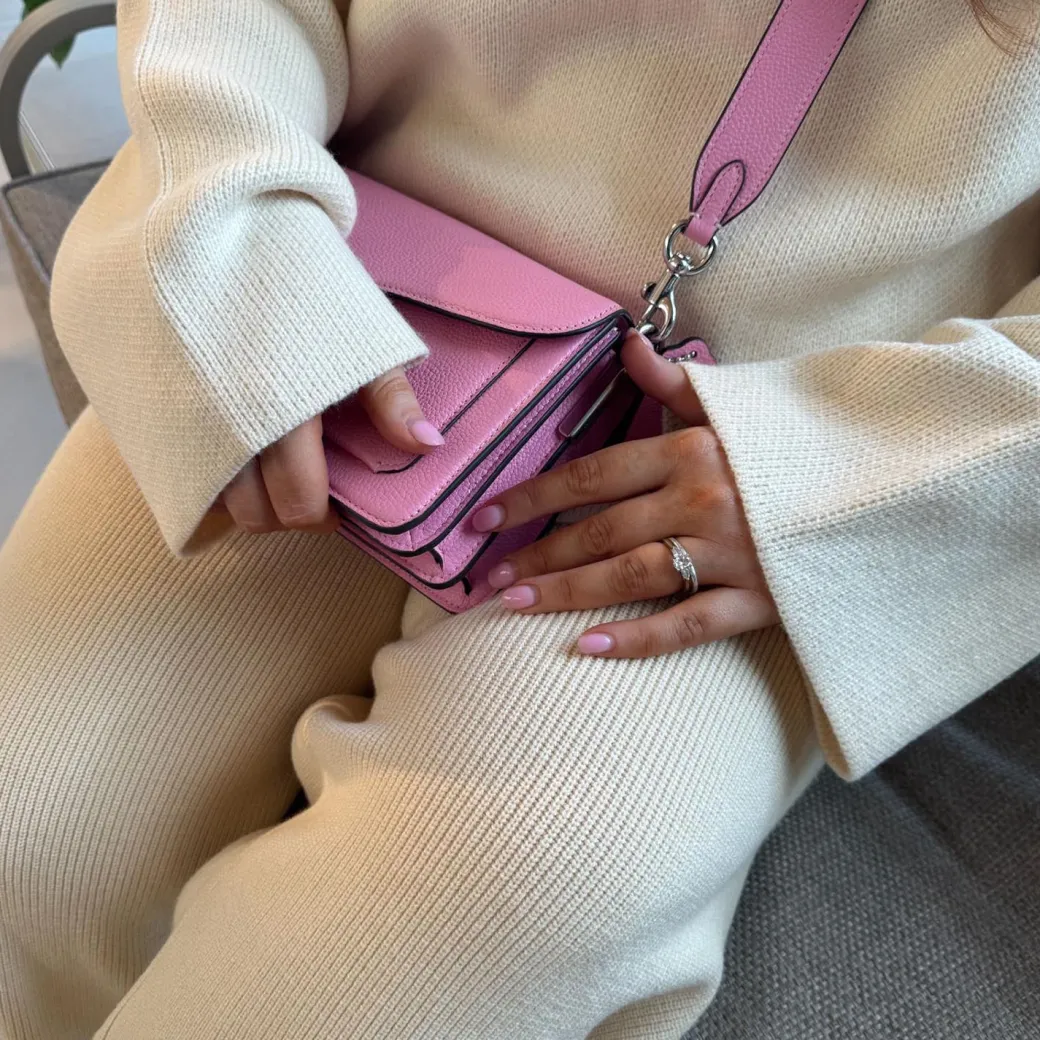 Knit Rib Wide Leg Trousers - Oatmeal