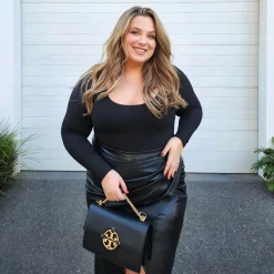 Long Sleeve Cotton Bodysuit - Black
