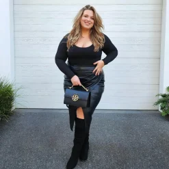 Long Sleeve Cotton Bodysuit - Black