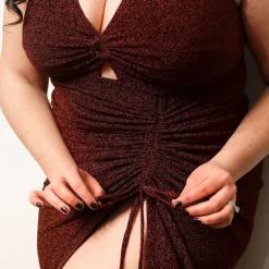 Lurex Halter Dress - Bordeaux