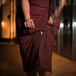 Lurex Halter Dress - Bordeaux