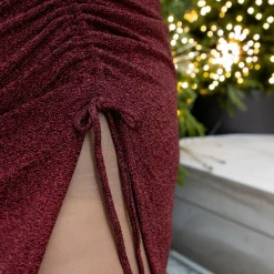 Lurex Long Sleeve Dress - Bordeaux