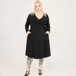 Lurex Wrap Dress - Black