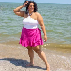 Mary Cotton Gauze Wrap Skirt - Peony
