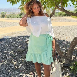 Mary Cotton Gauze Wrap Skirt - Pistachio