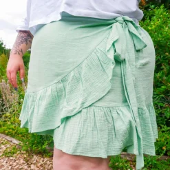 Mary Cotton Gauze Wrap Skirt - Pistachio