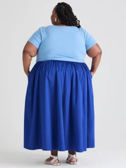 Midaxi Tee Poplin Dress - Duo Blue