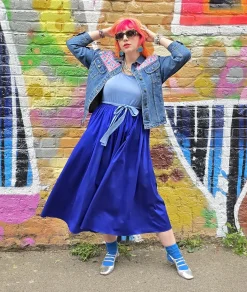 Midaxi Tee Poplin Dress - Duo Blue