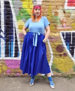 Midaxi Tee Poplin Dress - Duo Blue