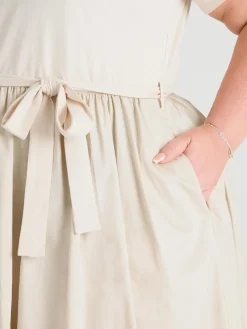 Midaxi Tee Poplin Dress - Oatmeal