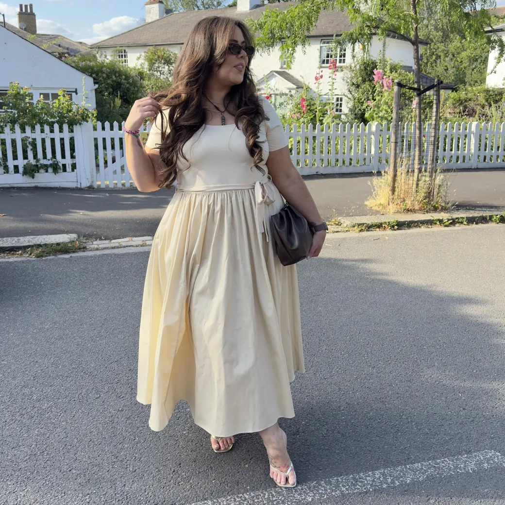 Midaxi Tee Poplin Dress - Oatmeal