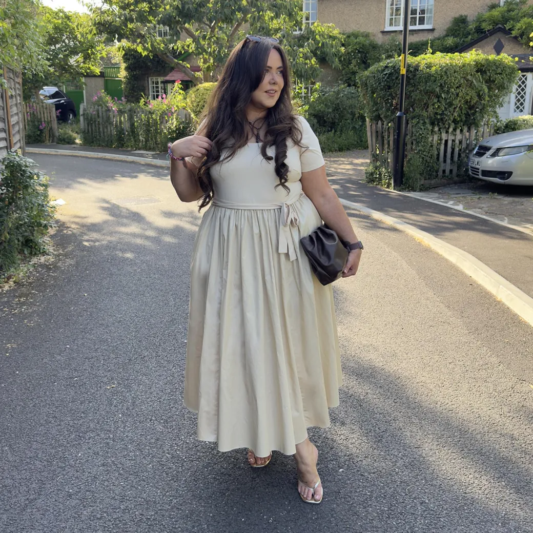 Midaxi Tee Poplin Dress - Oatmeal