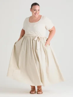 Midaxi Tee Poplin Dress - Oatmeal