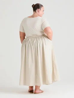 Midaxi Tee Poplin Dress - Oatmeal