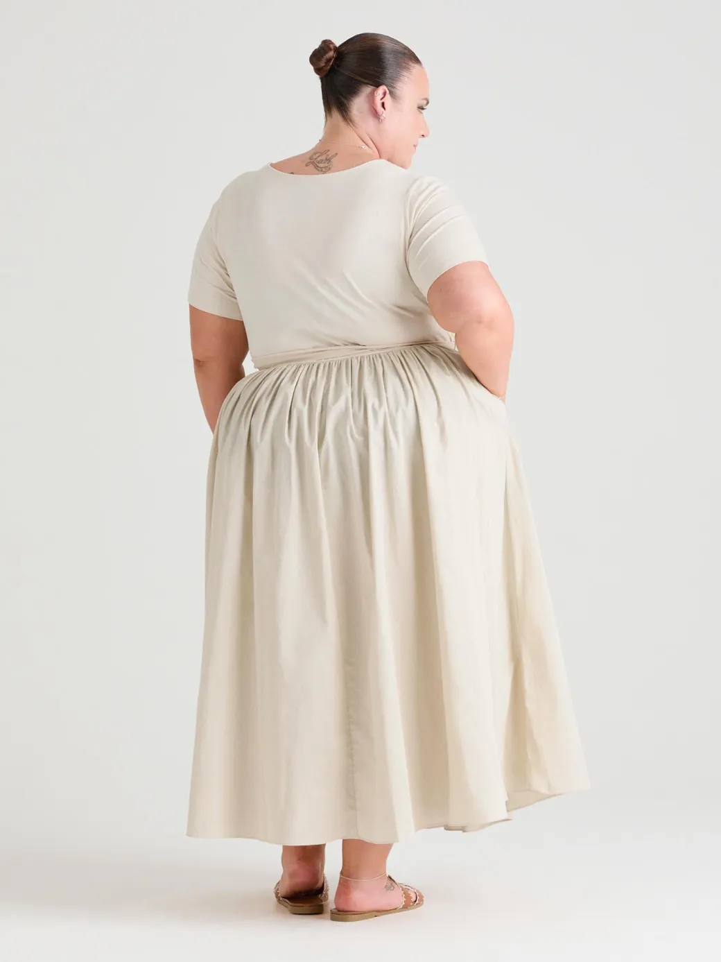 Midaxi Tee Poplin Dress - Oatmeal