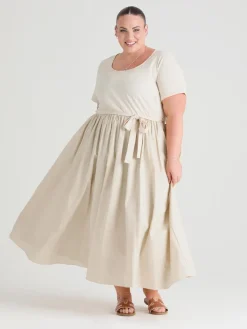 Midaxi Tee Poplin Dress - Oatmeal