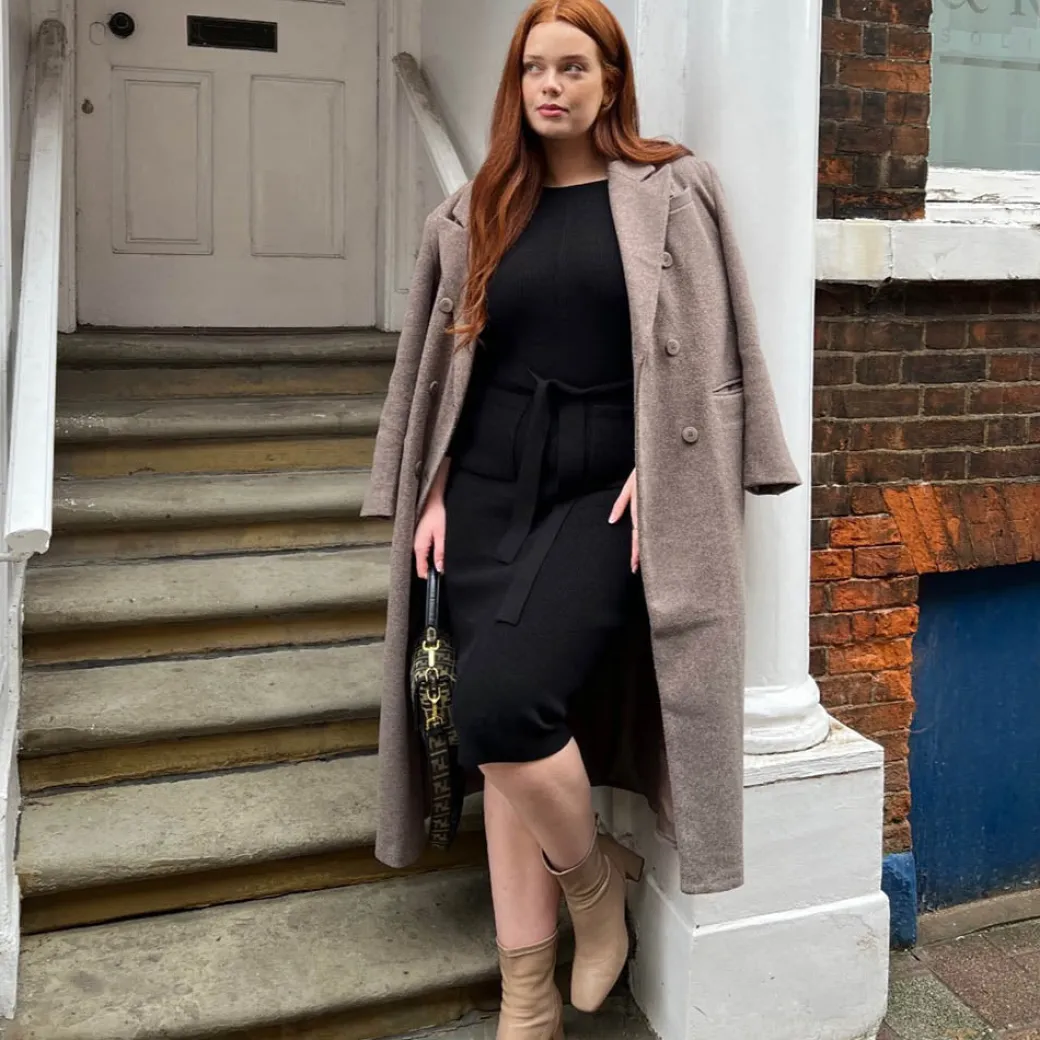Midi Knitted Cocoon Dress - Black
