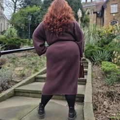 Midi Knitted Cocoon Dress - Hot Chocolate