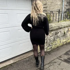 Mini Knitted Cocoon Dress - Black