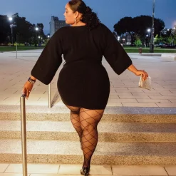 Mini Knitted Cocoon Dress - Black