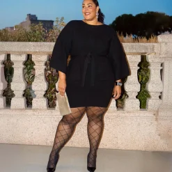 Mini Knitted Cocoon Dress - Black