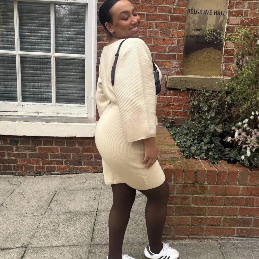 Mini Knitted Cocoon Dress - Oatmeal